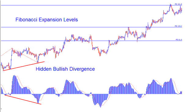 Fibonacci Expansion Levels Combined with Bitcoin Hidden Bullish Divergence