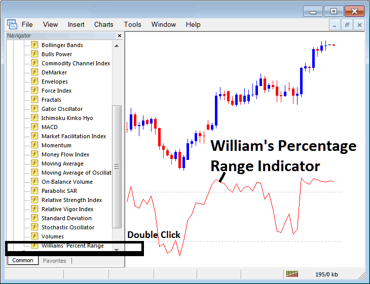 How to Place Williams Percentage Range Indicator on Crypto Chart in MetaTrader 5