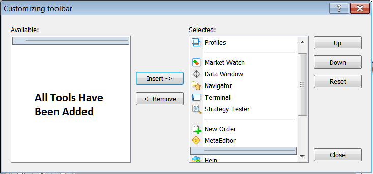 How to Customize and Add Tools on Standard MetaTrader 5 Toolbar