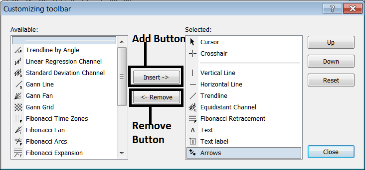 Customizing Toolbars in MT5 - BTCUSD Crypto Trading MT5 Charts Tool Bars PDF