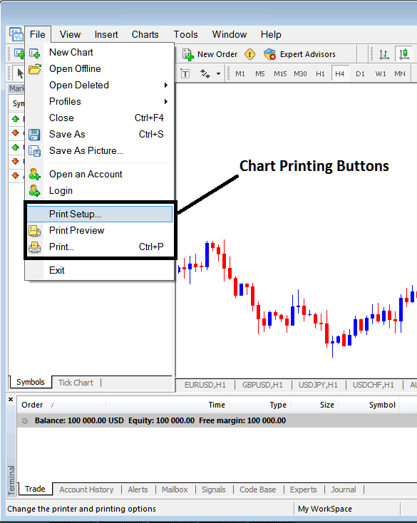 Bitcoin Platform MT5 Print Setup and Printing Bitcoin Charts in MT5