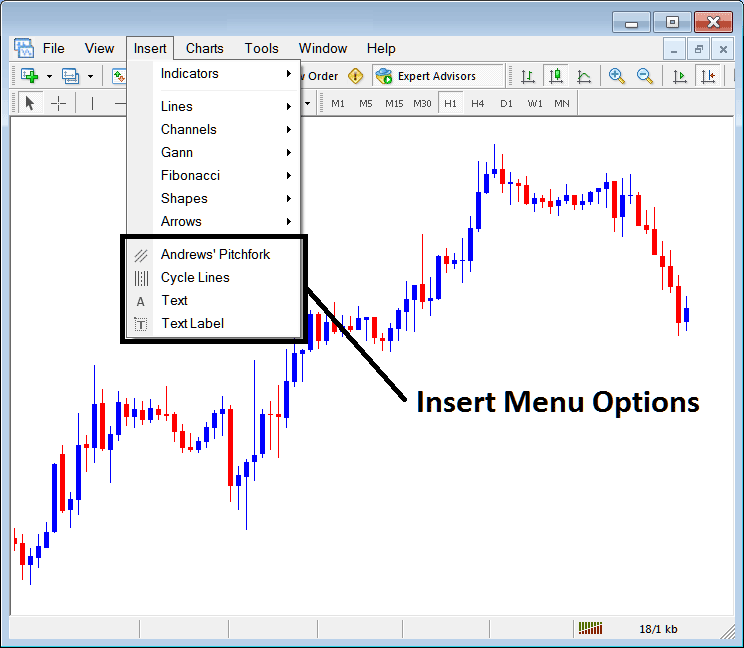 Insert Andrew's Pitchfork, Cycle Lines, Text and Text Label on MT5