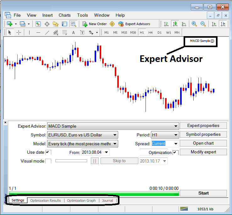 MT5 Strategy Tester Window - MT5 BTCUSD Crypto Trading Platform Strategy Tester PDF